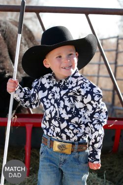 Toddler Hibiscus Print Button-Down Western Shirt - Navy