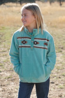 Girl's Match Mom Fleece Pullover - Turquoise