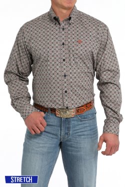 Men's Medallion Print Button-Down Western Shirt - Navy
