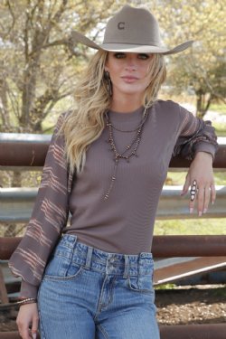 Women's Waffle Knit Blouse - Charcoal