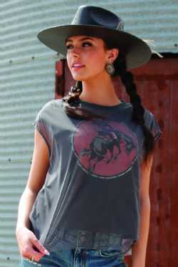Women's Bucking Bronc Mesh Top - Charcoal