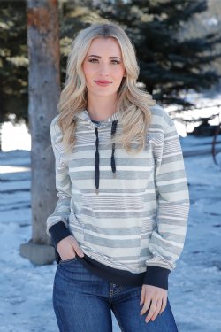 Women's Striped Hoodie - Multi