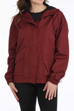 Women's Hydrographic Rain Jacket - Burgundy