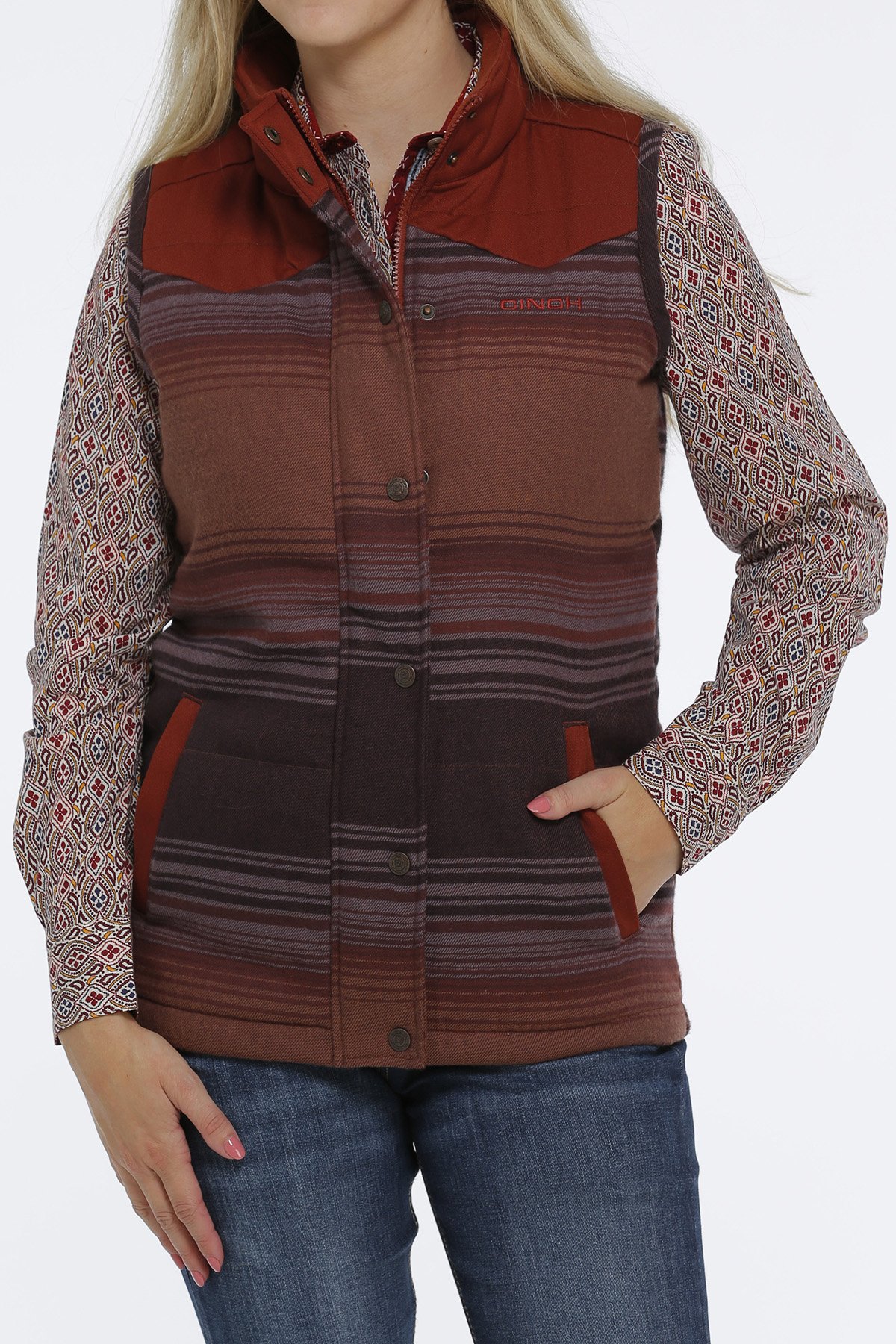 Women's Twill Quilted Vest - Red