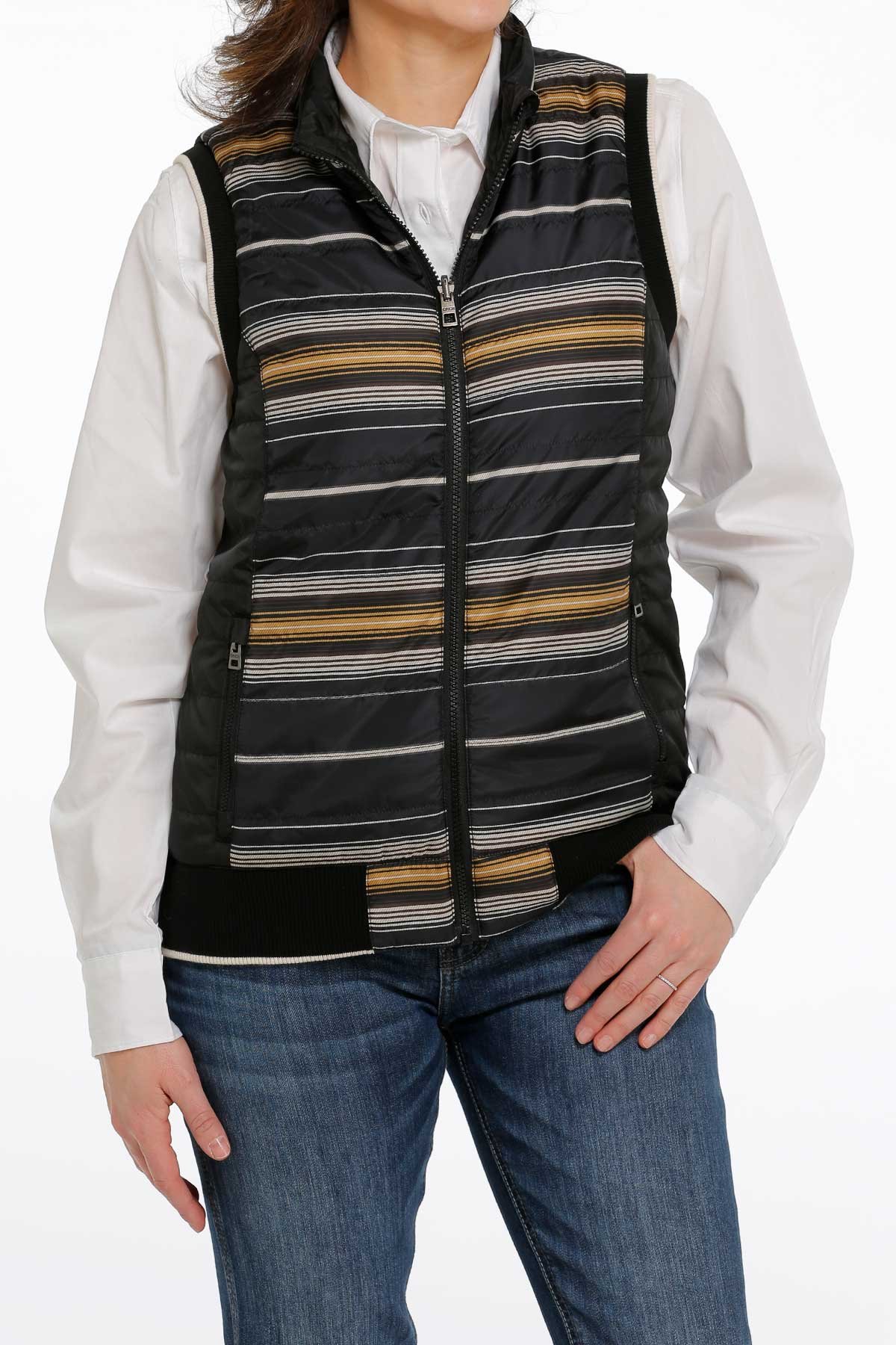 Women's Quilted Reversible Vest - Black