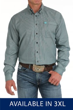 Men's 3XL TENCEL ™  Striped Button-Down Western Shirt - Black