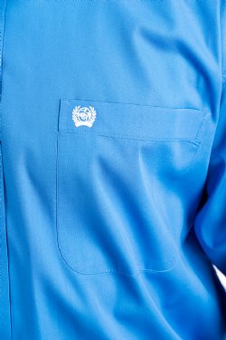 Men's 3XL Solid Blue Button-Down Western Shirt