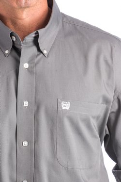 Men's 3XL Solid Gray Button-Down Western Shirt