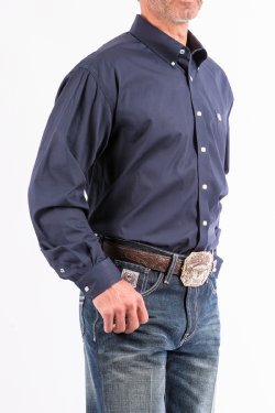 Men's Solid Navy Western Button-Down Shirt
