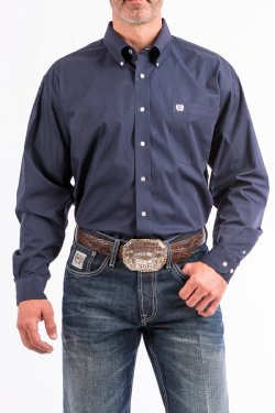 Men's Solid Navy Western Button-Down Shirt