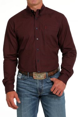 Men's Modern Fit Button-Down Western Shirt - Navy