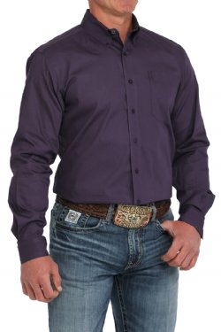 Men's Modern Fit Solid Button-Down Western Shirt - Purple
