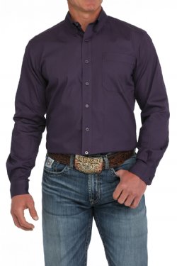 Men's Modern Fit Solid Button-Down Western Shirt - Purple