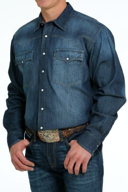 Men's Denim Western Snap Shirt - Indigo
