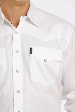 Men's Herringbone Western Snap Shirt - White