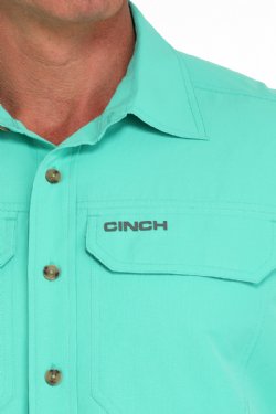 Men's Ripstop Solid Button-Down Western Shirt - Turquoise