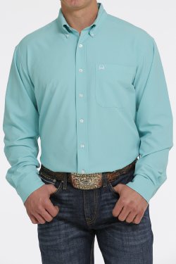 Men's Solid ARENAFLEX Button-Down Shirt - Turquoise