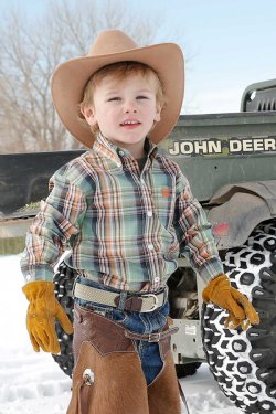 Infant Match Dad Medallion Print Button-Down Western Shirt - Green / Orange