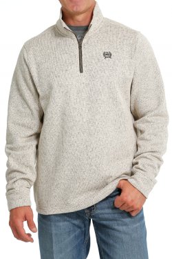Men's 1/4 Sweater Knit Jacket - Stone