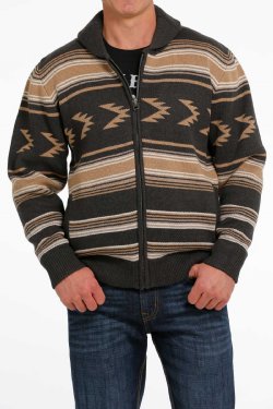 Men's Aztec Full Sip Sweater - Charcoal