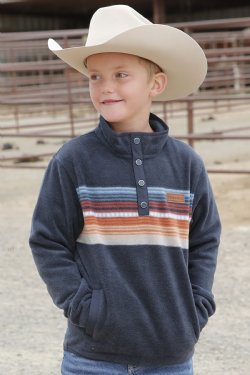 Boy's Match Dad Fleece Pullover - Navy