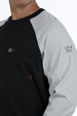 Men's 3XL FR Raglan Tee - Black/Gray